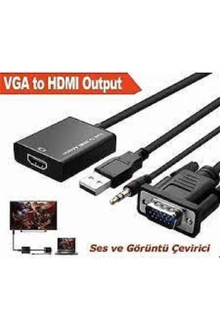 Vga To Hdmi Kablo Dönüştürücü Converter Görüntü Ve Ses Çevirici (527825554)