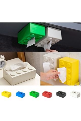 Tongxida Çok İşlevli Karikatür Yapı Bloğu, Mendillik Saklama Kutusu, Oturma Odası Sehpa Dekorasyonları, Renk: Beyaz Diğer Diğer