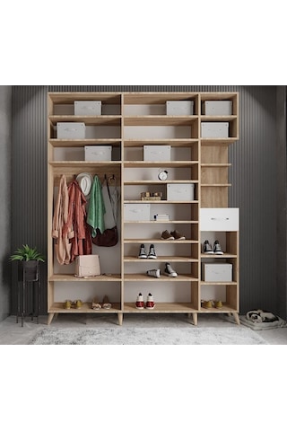 Açelya Portmanto Vestiyer Meşe Beyaz  225cm M10