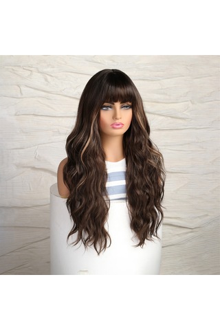 Uzun Kıvırcık Kahverengi Saç Peruk Doğal Ve Hacimli Dalgalı Bukleler Saçaklı Kadın Pe Isıya Dayanıklı Peruk Kaynak Çıtçıt 58638773