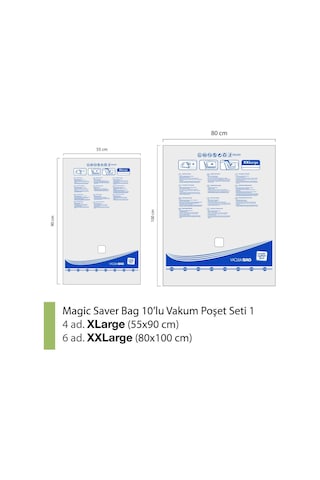 Magic Saver Bag 10'Lu Vakumlu Poşet Seti 1