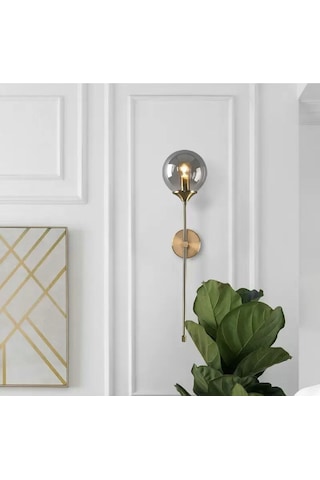 Modern Tasarım Pilli Aplik 1 Adet Tak Çalıştır Duvar Camlı Aplik Eskitme Gold Bal Camlı Eskitme