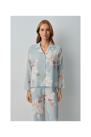Suwen Sofia Gömlek Yaka Pijama Takımı Wsh10510289892 Yeşil