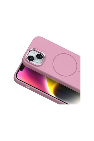 Kılıfist İphone Uyumlu 14 Kılıf M-safe Şarj Özellikli Metal Kamera Çerçeveli Klfs Edi Silikon Kap Koyu Gri