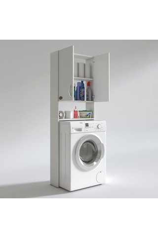 Kenzlife Çamaşır Makinesi Dolabı Veronika Byz 180*066*20 Banyo Çi Beyaz