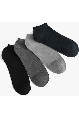 Koton Basic 4'lü Patik Çorap Seti Çok Renkli Gri 4sam80186aa Gri