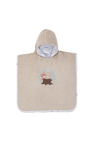 Gezenbebe Hero Kahraman Kapüşonlu Havlu Bebek Çocuk Pançosu Bej