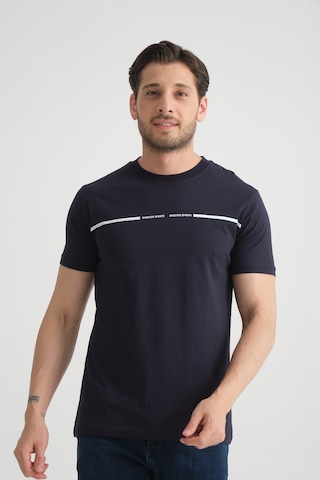 Shooter Sportwear Shooter Erkek T-shirt %100 Pamuk Nefes Alan Bisiklet Yaka Regular Fit Lacivert