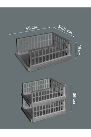 Econova Depolama Düzenleyici 2 Adet, 45x34,5x18 Cm 365868545 Gri