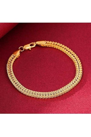 Flybuy Zarif Erkek 18k Altın Bileklik 6mm Yan Bilezik, 18k Altın, Taze Ve Tatlı, Seyahat Anı, Yıldönümü Hediyesi Sarı Altın