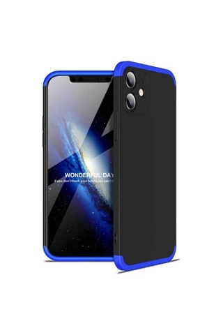 Apple Uyumlu iPhone 12 Mini Kılıf Zore Ays Kapak Siyah-Mavi