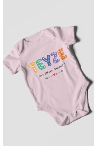 Morivokids Teyze Anne Gibi Ama Daha Cool Kısa Kollu Bebek Body %100 Pamuk Bebe Pembe