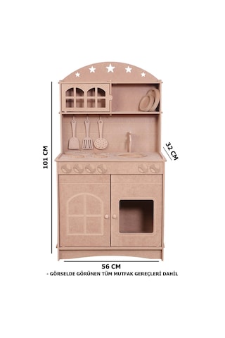 Ahşap Montessori Çocuk Oyuncak Mutfak Servis Seti Ekonomik Sade Set