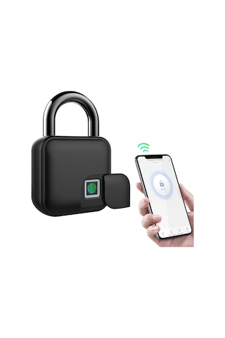 Hallow Akıllı Asma Kilit Parmak İzi Ve App Kilit Açma 300 Mah Siyah