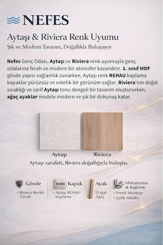 Nefes Komodin Ve Kitaplık Set Aytaşı Renk Mdf Gürgen Ağacı Ayaklar Diğer