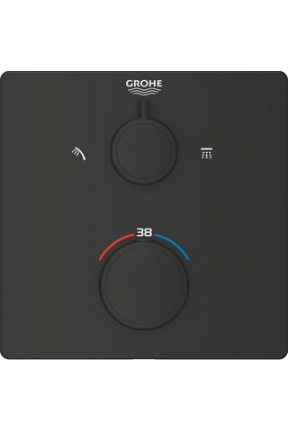 Grohe Grohtherm Termostatik Banyo/Duş Bataryası 2 Çıkışlı Divertörlü - 1022092430 Siyah