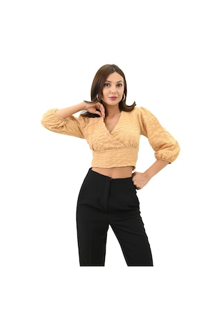 Koza Butik Kadın Balon Kol Detaylı Crop Gömlek 1719-25 001
