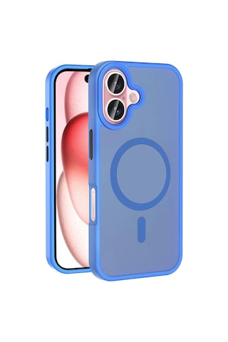 Apple Uyumlu iPhone 16 Kılıf M-safe Şarj Özellikli Mat Arka Yüzey Zore Sio Kapak Mavi Apple Uyumlu iPhone 16 Kılıf M-safe Şarj Özellikli Mat Arka Yüzey Zore Sio Kapak Mavi