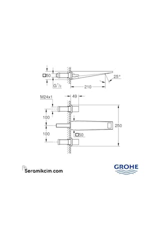 Grohe Allure Brilliant 20629AL0 1/2 L-Boyut Üç Delikli Lavabo Bataryası Antrasit