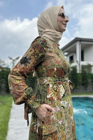 Rabia Şamlı Nehir Elbise Yeşil Normal