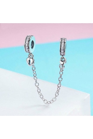 Fastbuy S925 Ayar Gümüş Kalp Kolye, Emniyet Zinciri, Çok Renkli Modeller Çok Renkli