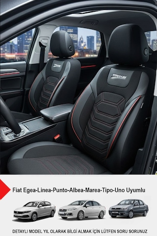 Titanyum Serisi Lüks Keten Oto Koltuk Kılıfı Fiat Egea-linea-punto-albea-tipo-uno Uyumlu Kırmızı