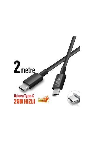 25w Hızlı Type-c Şarj Kablosu 2 Metre Uzun
