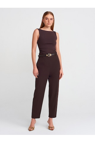Dilvin 31589 Büzgülü Kayık Yaka Top-koyu Kahve Koyu Kahve
