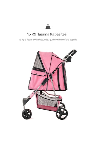 Justie Pet Sidney Kedi & Köpek Arabası 80 x 46 x 99 CM