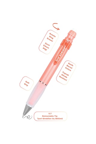 Serve Deep Versatil Kalem 07mm- Toprak Tonları - Yedekli Set Grip Ve Silgi Mercan Mercan