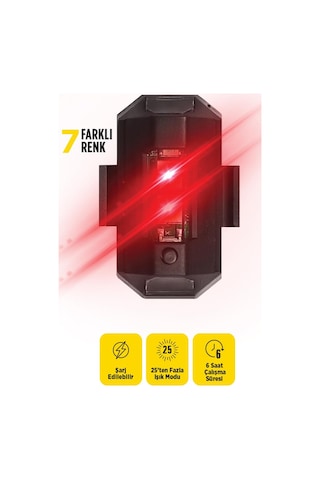 Space24 Spk01 Şarjlı 7 Renkli Led Flaşör Siyah