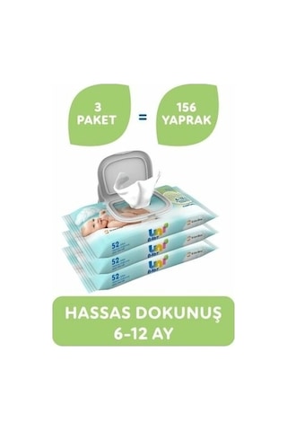 Uni Baby Hassas Dokunuş 3'lü 156 Yaprak Islak Mendil