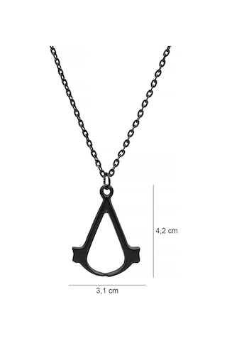 Assassin's Creed Kolye Oyuncu Kolyesi Siyah Renk Klasik Zincirli Siyah