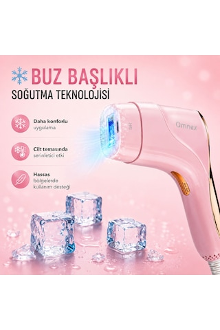 Omnex Eliteglow Buz Başlıklı Akıllı Cilt Sensörlü 10 Kademe Enerji Ipl Lazer Epilasyon Cihazı