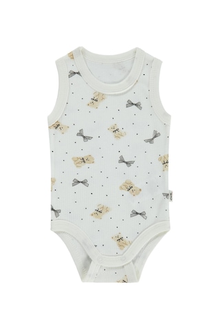 Civil Baby Fiyonklu Ayıcık Empirme 1-36 Ay Çıtçıtlı Badi - Ekru