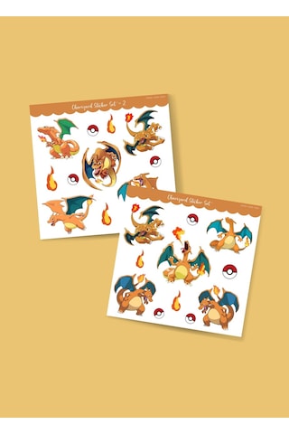 Charizard - Pokemon - Sticker - Parlak Kağıt 2'li Set