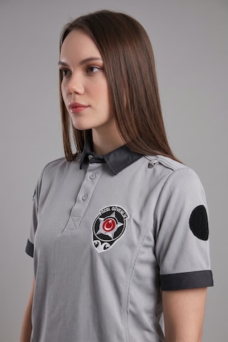 Unisex Özel Güvenlik Tişörtü Yazlık Gri Reflektörlü Polo Yaka Armalı