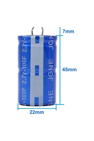 2.7v 100f Süper Kapasitör 22x45mm