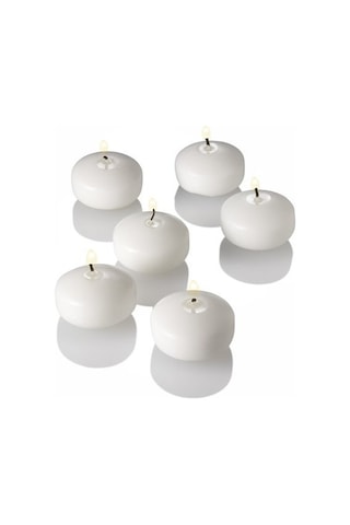 12 Li Çap 5 Cm Beyaz Yüzen Mum Beyaz