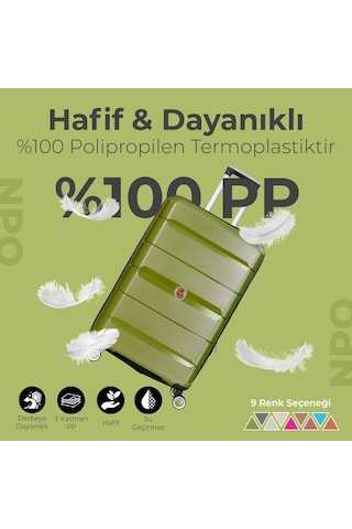 Npo Diamond Pp Polipropilen Büyük Ve Orta Boy 2'li Kırılmaz Valiz Seti-siyah Siyah