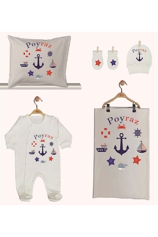 Pia Baby Gl 1936-02 İsme Özel Beşli Tulum Set Krem