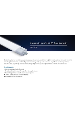 Panasonıc Sensörlü Beyaz Işık 36w Led Etanj Armatür 865