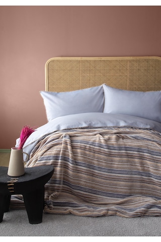 Çift Kişilik Lizbon Gri Yatak Örtülü Nevresimli Set Gri