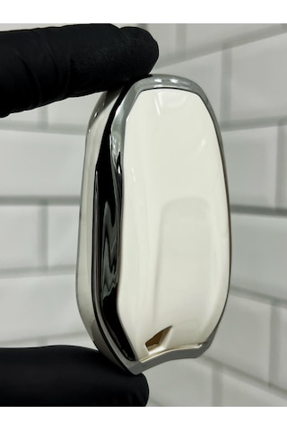 Peugeot 208 308 408 508 2008 3008 5008 Uyumlu Anahtar Kılıfı Beyaz - Gümüş