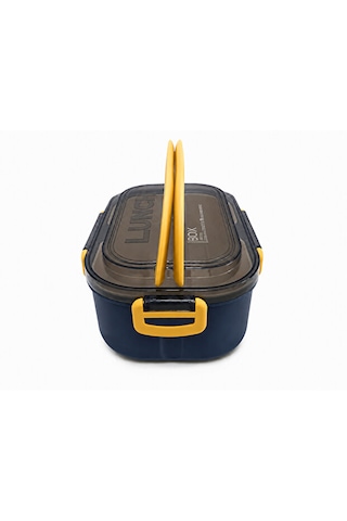Bölmeli Lunch Box Sızdırmaz Kapaklı, Çatal Kaşık Bıçaklı Pratik Yemek Saklama Kabı Beslenme Kabı Lacivert