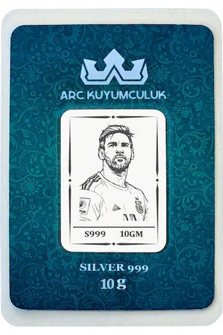999 Ayar Gümüş İle Üretilmiş Tarihin En İyi Futbolcusu Lionel Messi Temalı Hediyeye Özel 10 Gram Gümüş Külçesi-746
