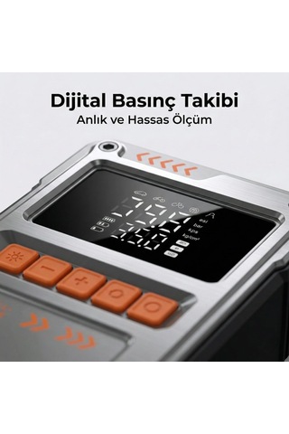 Akü Takviyeli Lastik Şişirme Hava Kompresörü, 150 Psı Güçlü Hava Basıncı, 10000 Mah Uzun Şarj Ömrü, Akü Ju