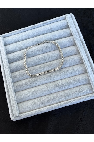 Unisex Angelus Model 3mm Kalın Kararmaz Unisex Bileklik Gümüş Kaplama Gümüş