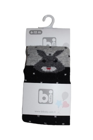 Bibaby Desenli Külotlu Çorap 68312 Siyah Tavşan