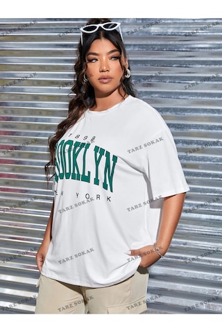Adrift 1898brooklyn Baskılı Oversize Kalıp Unisex T-shirt Beyaz